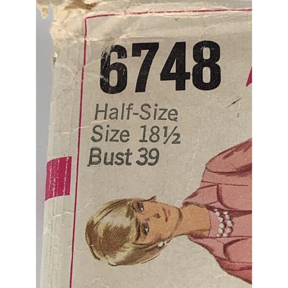 Vintage Sewing Pattern Simplicity 6748 Size 18.5 Women Jacket Only Incomplete - Picture 5 of 7